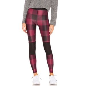 NWT ALALA Harley buffalo plaid leggings small red black moto punk